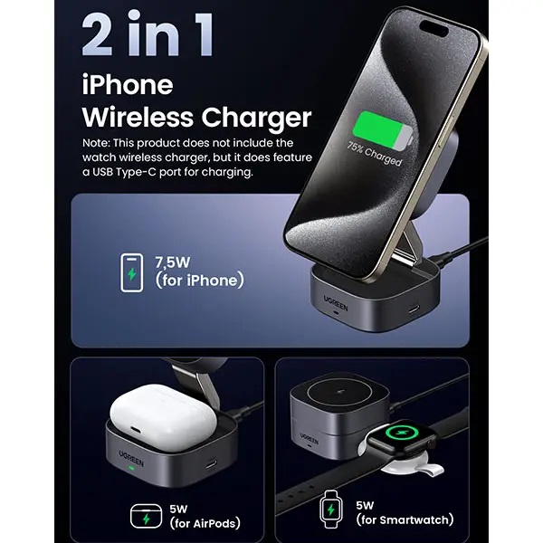Ugreen W526 2-in-1 Magnetic Wireless Charger