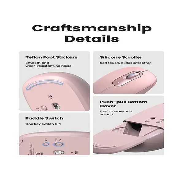 UGREEN MU105 2.4G Wireless Mouse - Cherry Pink